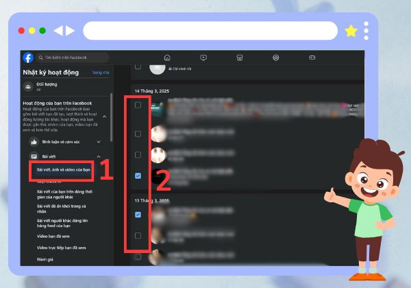 Cách xóa tất cả bài viết đã share trên trang cá nhân bằng máy tính bước 4