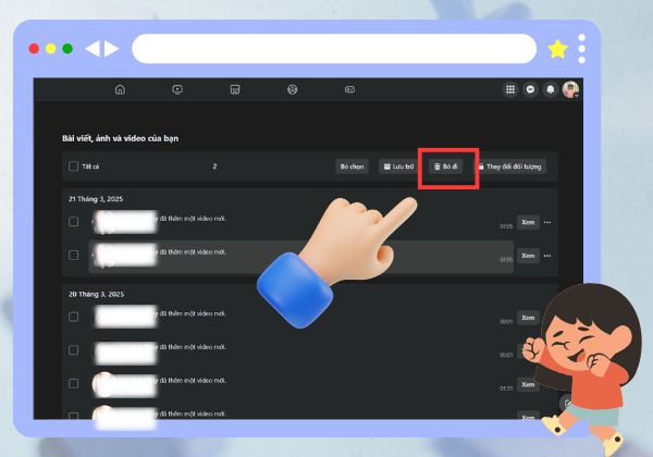 Cách xóa tất cả bài viết đã share trên trang cá nhân bằng máy tính bước 5