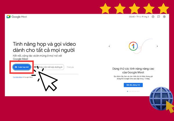 Cấp lại quyền truy cập vào micro, camera cho Google Meet bước 1,2