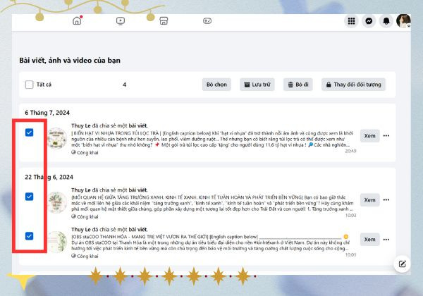 Dùng trình duyệt web để xóa tất cả bài viết trên Facebook bước 4 Dùng trình duyệt web để xóa tất cả bài viết trên Facebook bước 4