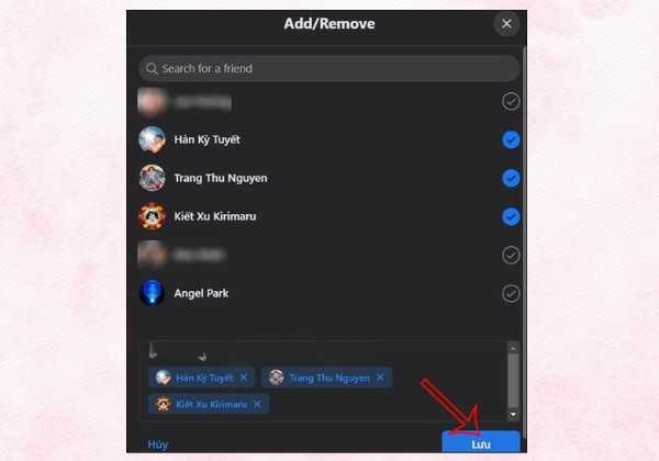 Hạn chế bạn bè qua danh sách bạn bè bước 4