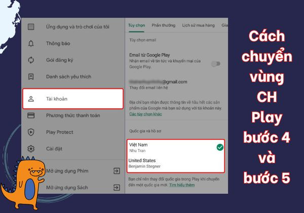 Hướng dẫn cách chuyển vùng CH Play siêu dễ bước 5