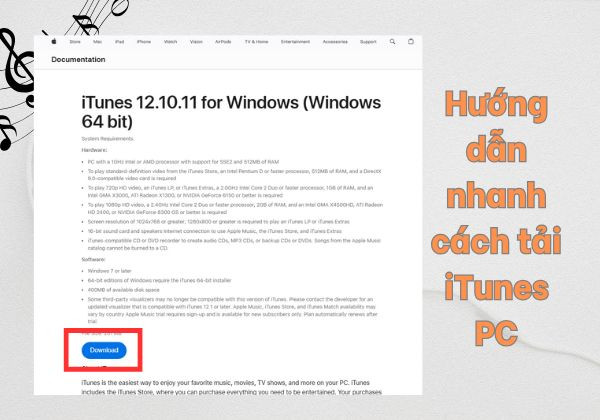 Hướng dẫn nhanh cách tải iTunes PC Hướng dẫn nhanh cách tải iTunes PC