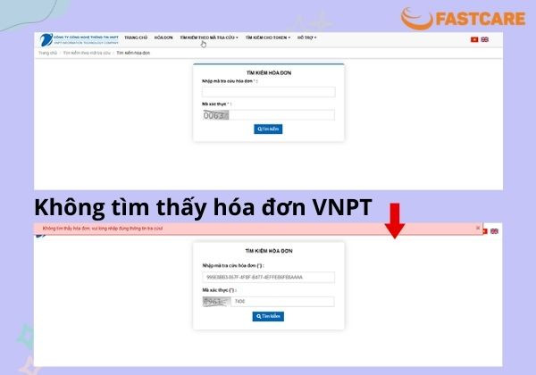 Cách 1 - Sử dụng mã tra cứu hóa đơn VNPT Invoice bước 2,3