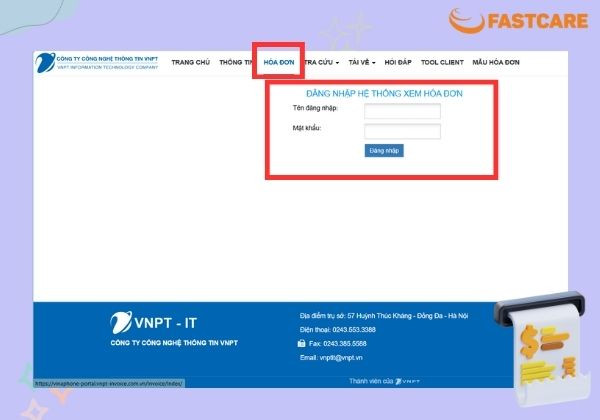 Cách 2 - Tra hóa đơn VNPT từ các thông số khác bước 1,2