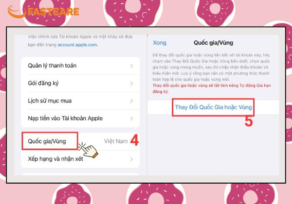 Thay đổi Quốc gia hoặc Vùng