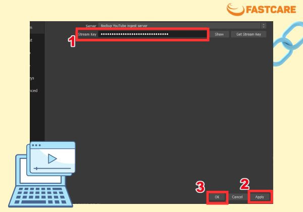 Cách dùng OBS để livestream qua Youtube bước 4