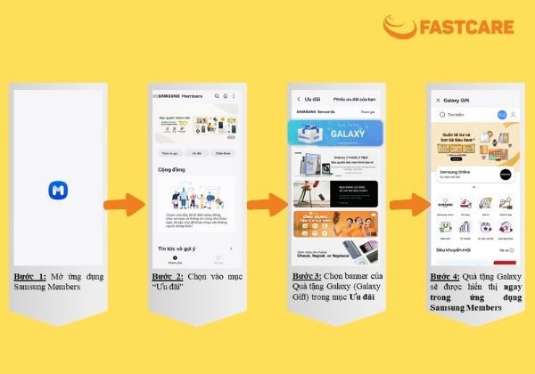 Cách kiểm tra ngày kích hoạt đt Samsung qua ứng dụng Quà tặng Galaxy bước 1