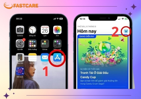 Mở Appstore và tìm tài khoản
