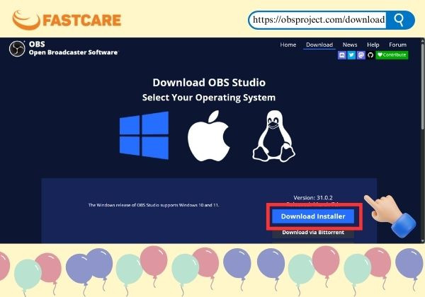 Hướng dẫn cài đặt OBS Studio bước 1