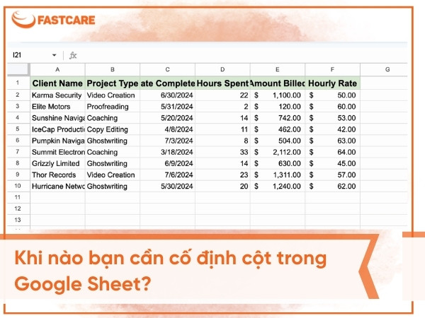 Khi nào bạn cần cố định cột trong Google Sheet