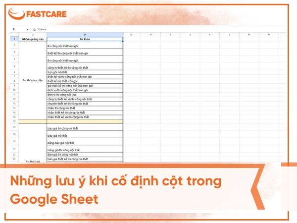 Những lưu ý khi cố định cột trong Google Sheet