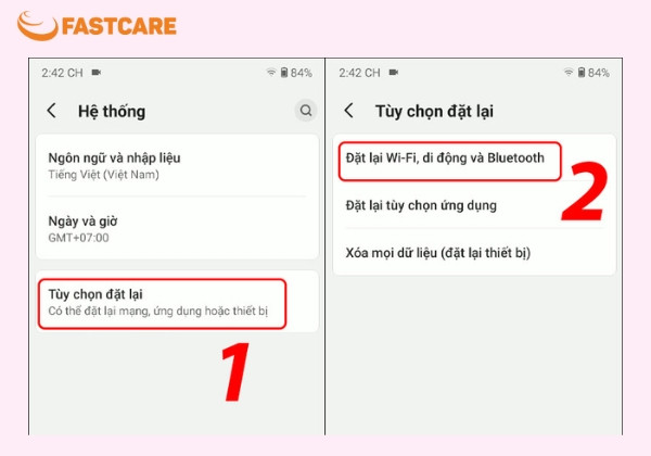 Reset lại cài đặt mạng trên Android