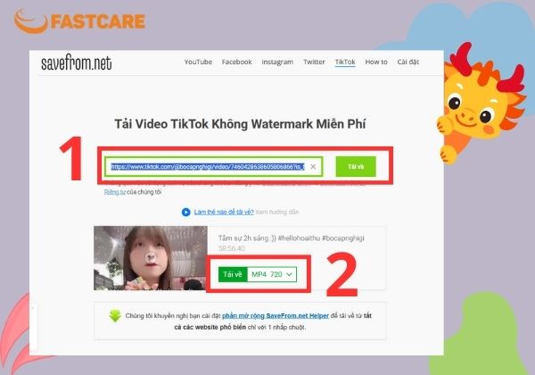 SaveFrom Tik Tok bước 2